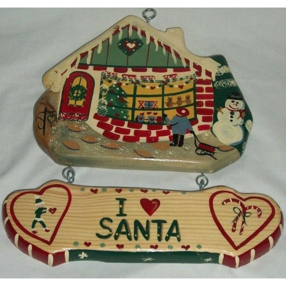 Christmas Xmas Holiday Decor Wooden Santa Claus I Love Heart JDI 1997 House